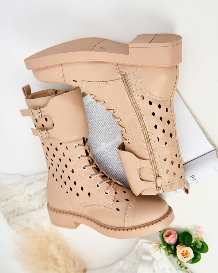 Royalfashion Women's openwork lace-up boots Belsel