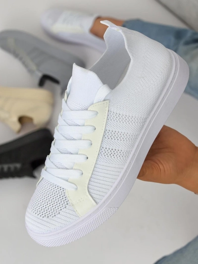 Aurelio valged tekstiilist ja öko-nahast tossud madalal 2,5 cm platvormil