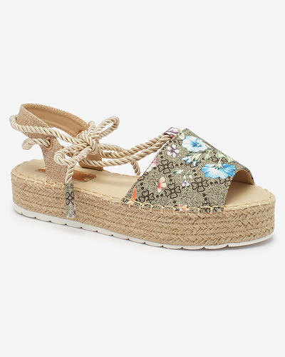 Royalfashion khaki värvi naiste espadrillid lilledega Elizeaf