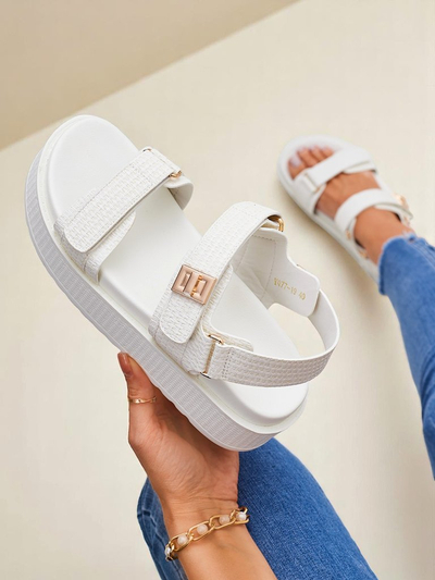 Royalfashion Kallisto – Valged naiste platvormsandaalid, ökoloogiline nahk