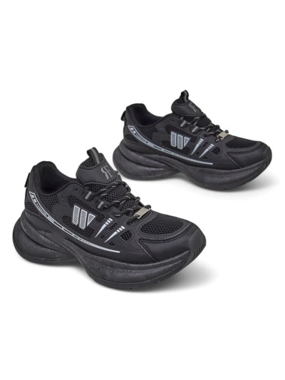 Спортивные женские туфли Royalfashion Hypatia черные на плоском каблуке 5 см