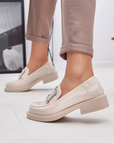 Beige women's shoes with Larri crystals - Footwear