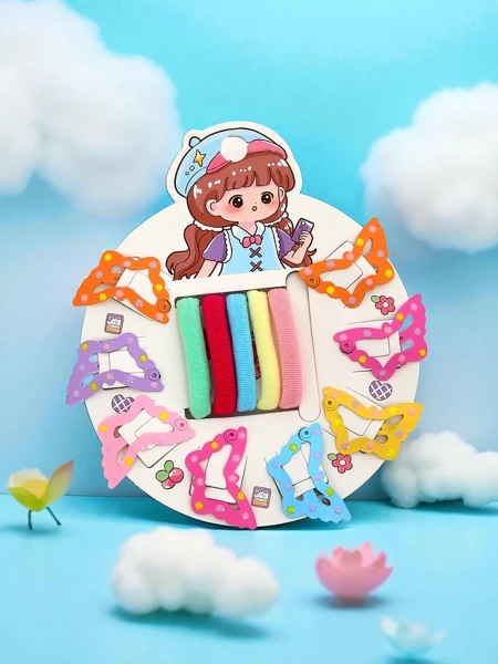 Komplekt värvilisi juukseklambreid ja patsikumme lastele