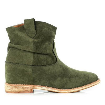 Green cowboy boots on a covered Astrit wedge - Footwear