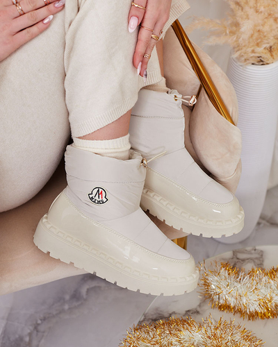 Royalfashion Women's slip-on snow boots in cream color Ireda