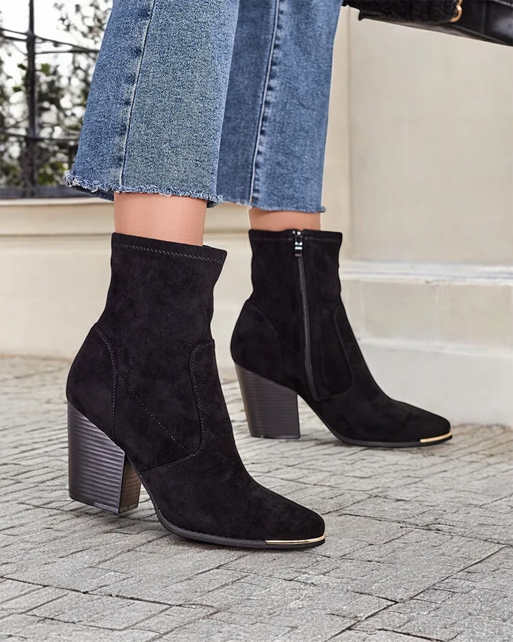 Royalfashion Eko-suede wimmins boots on a stiletto heel Gris