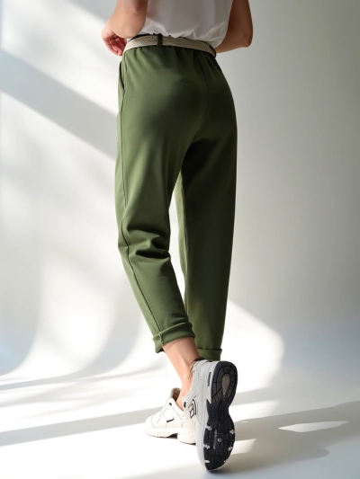 Royalfashion Simple women's trousers with a belt