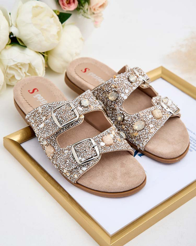 Royalfashion Женские шлепанцы с пряжками и цирконами Monnas