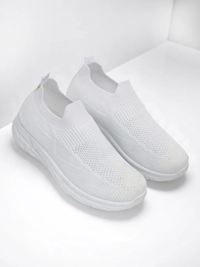Royalfashion Women's White Slip-On Sports Shoes