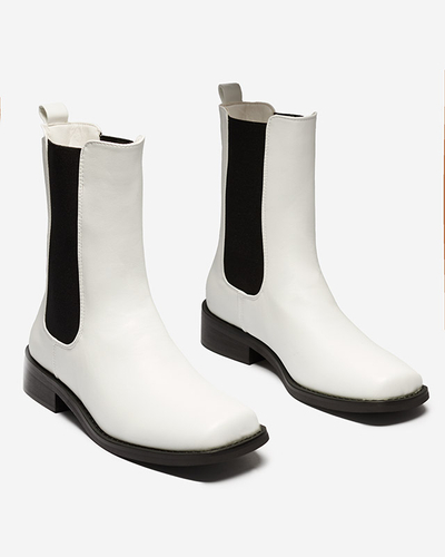 Astra Women's Ankle Boots White Leather Elegant for Autumn