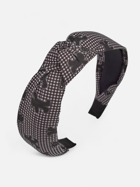 Royalfashion Ruudumustri ja karudega punutud peavõru