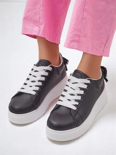 Royalfashion Women's platform sports sneakers Ribbon Bow