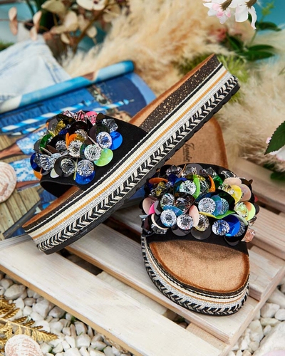 Royalfashion Women's Loassa rhinestone flip-flops