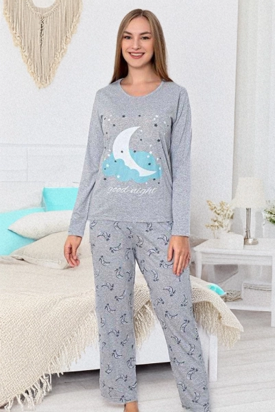 Женская пижама Royalfashion из хлопка с лунами