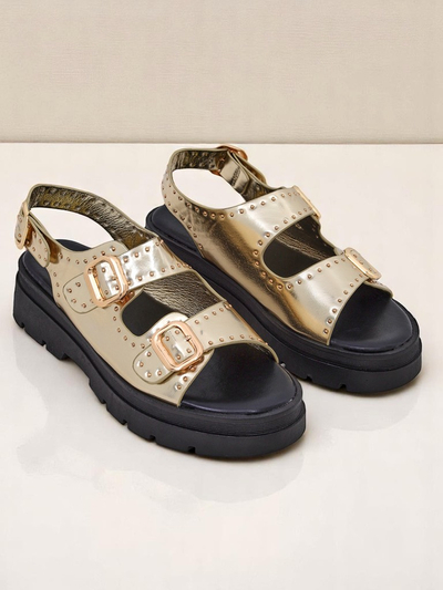 Royalfashion Naiste sandaalid paksu tallaga kivikestega Rocky Chic