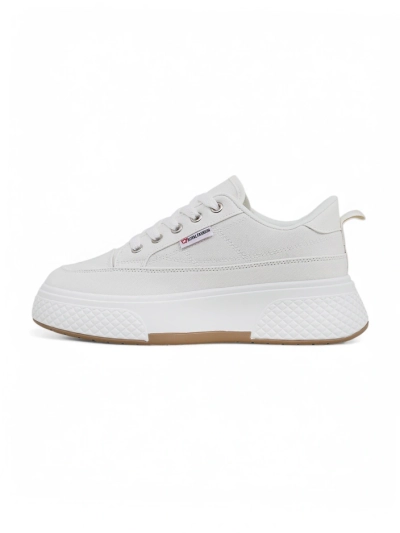 Calypso white fabric platform sneakers for women for spring and summer