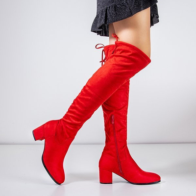 Red women's over-the-knee boots Elvina- Footwear
