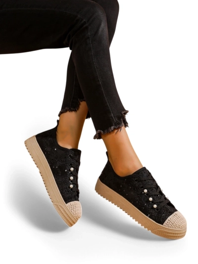 Royalfashion Women's lace sneakers with sequins Nille