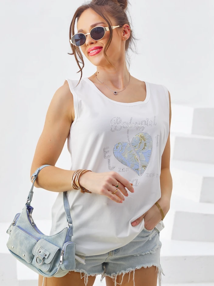 Royalfashion Cotton women's tank top with heart