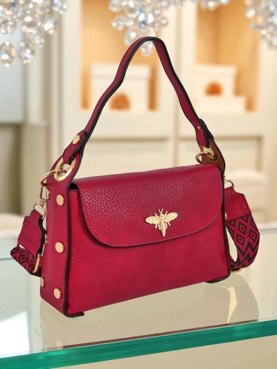 Women's fuchsia Minerva bag, eco-leather, shoulder and crossbody
