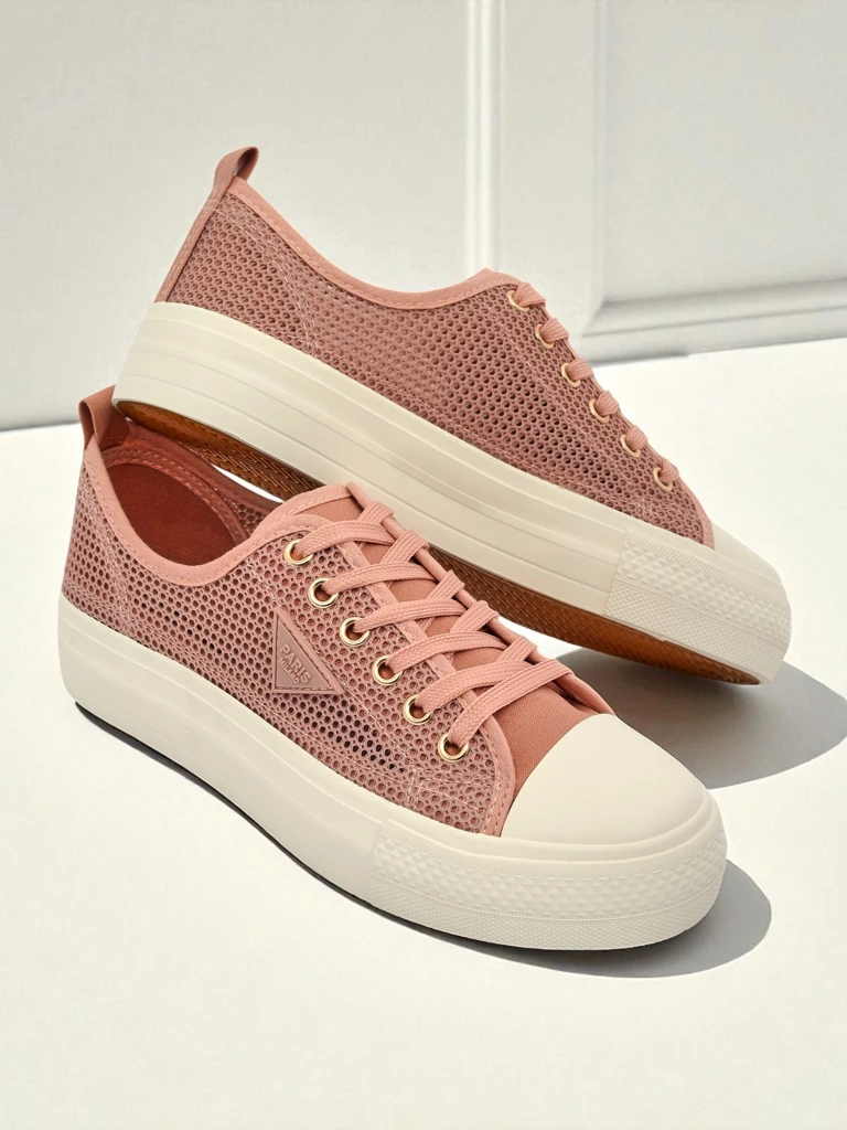 Afrodyta Rosa Women's Sneakers – Breathable Pink Fabric Shoes for Summer