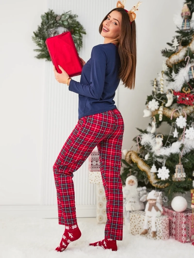 Women's Christmas pajamas in navy blue- Clothing
