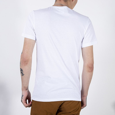Men's white cotton t-shirt with print - Clothing
