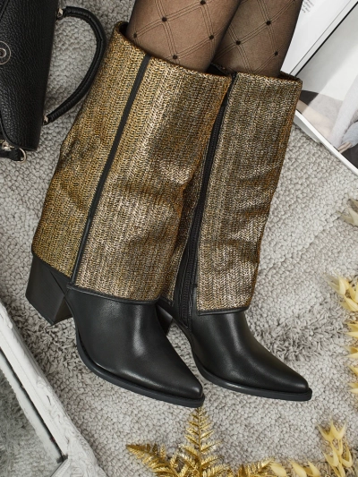 Women's eco-leather heeled ankle boots with decorative upper Virelia