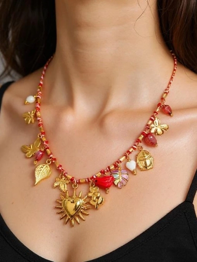 Calista Charmella Necklace with resin and gold-plated metal charms
