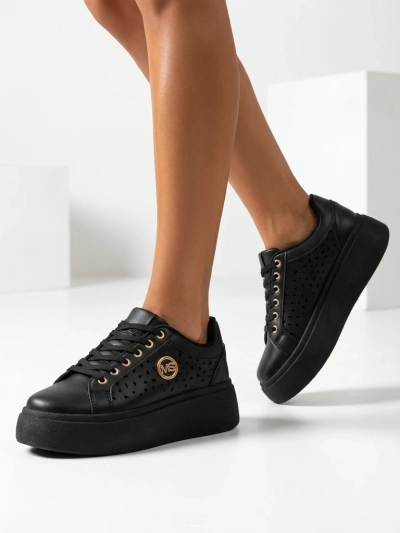 Aurelia Nero - Must Royalfashion öko-nahast platvorm, mudel LH201-8