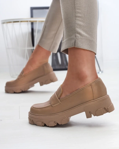 Women's light brown moccasins on a solid sole Desika - Footwear