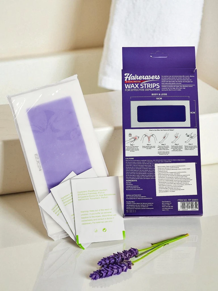 Wax strips for body hair removal