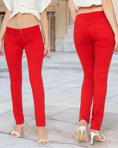 Ladies' red low waist pants - Clothing