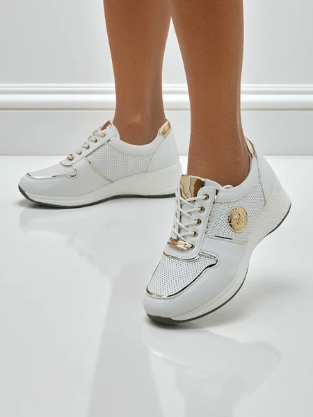Calista Athena women's wedge sneakers white eco-leather