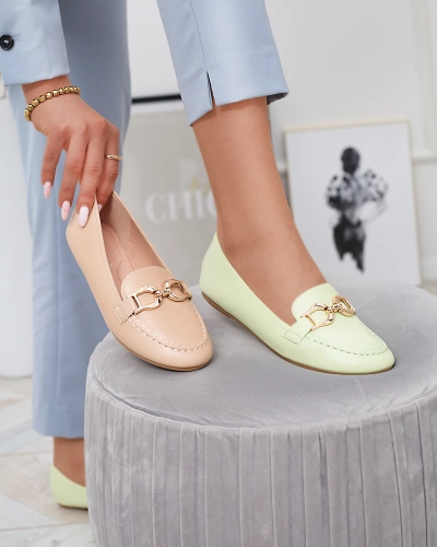 Зеленые женские мокасины из экокожи с украшением Wiwet-Footwear