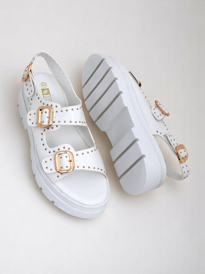 Royalfashion Women's Thick Sole Sandals with Rhinestones Rocky Chic