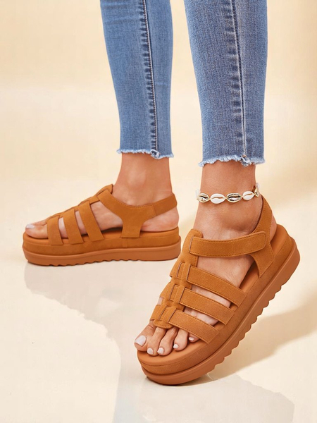 Royalfashion Callista kaamelitooni platvormsandaalid naistele, öko-nahk