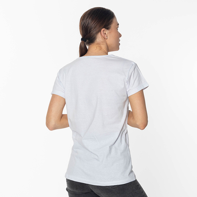Ladies 'White Printed T-Shirt - Clothing