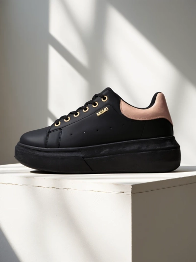 Women's Callista Royalfashion black eco-leather platform sneakers