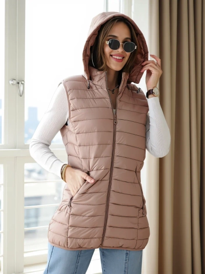 Royalfashion Women's sleeveless jacket with removable hood