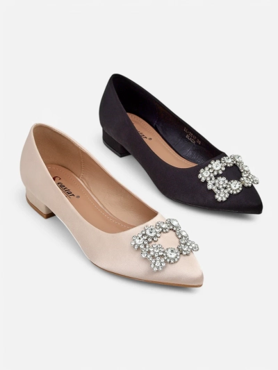 Royalfashion Women's satin-like ballerinas with a buckle Legant