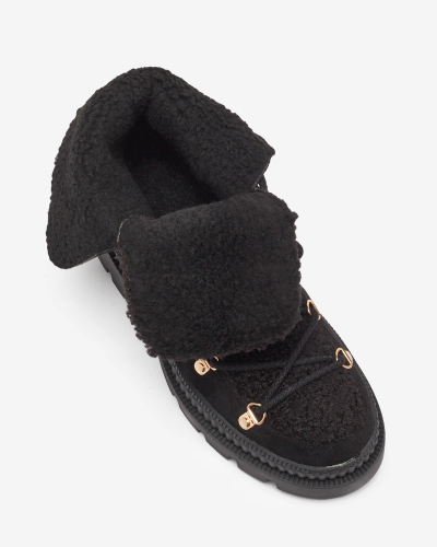 Royalfashion Mustad naiste isoleeritud trapetsisaapad lambanahaga Lery Walk