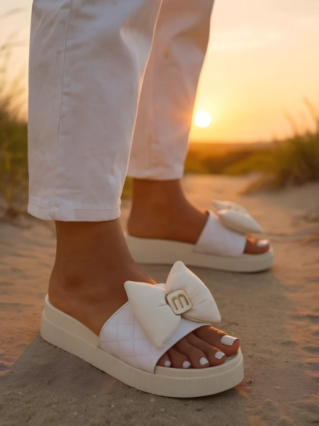 Royalfashion Women's platform flip-flops with a bow Mivo Jump