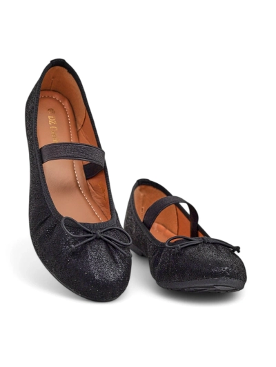 Royalfashion Shiny women's ballet flats with bow and elastic Safte