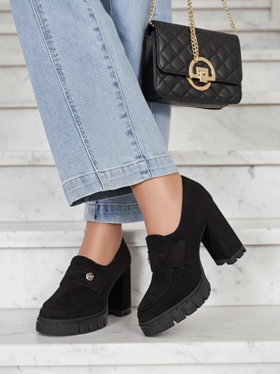 Elegant Black Anitka Eco-Leather Shoes