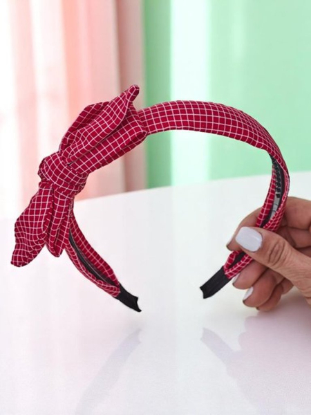 Royalfashion Hairband with Bow in Checkered Pattern Gosia