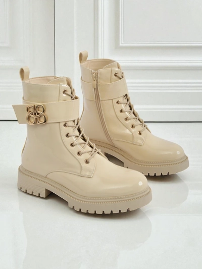 Бежевые ботинки Ariadne из экологической кожи на молнии, круглый носок, стильные