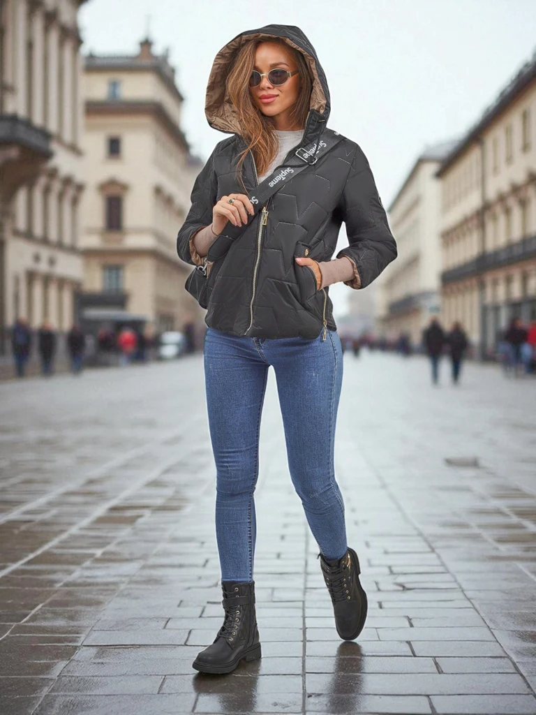 Женская стеганая куртка с капюшоном и манжетами на рукавах Silent Ridge