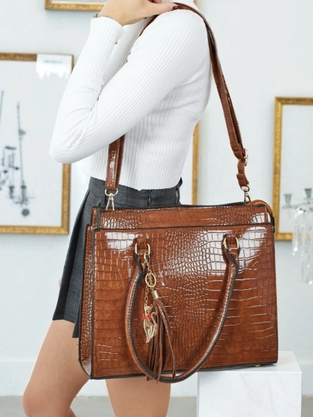 Women's shopper bag eco-leather with embossing Seraphyne