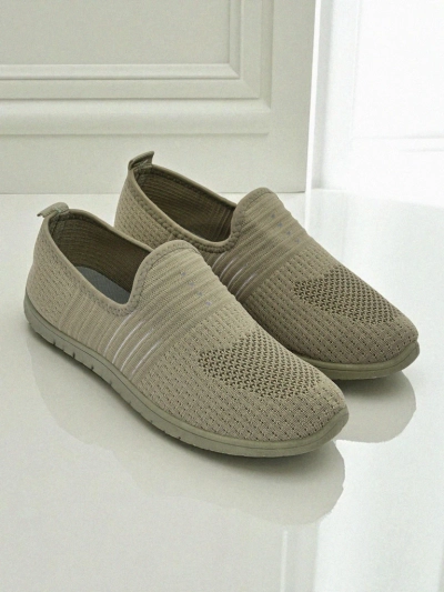 Hypatia Verde Women's Fabric Slip-On Moccasins with Flat Sole